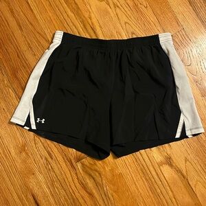 Under Armour heat gear black and white athletic shorts- size large